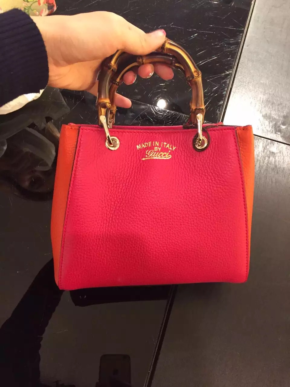 Gucci Bamboo Shopper Mini Blooms Bag 368823 Fuchsia